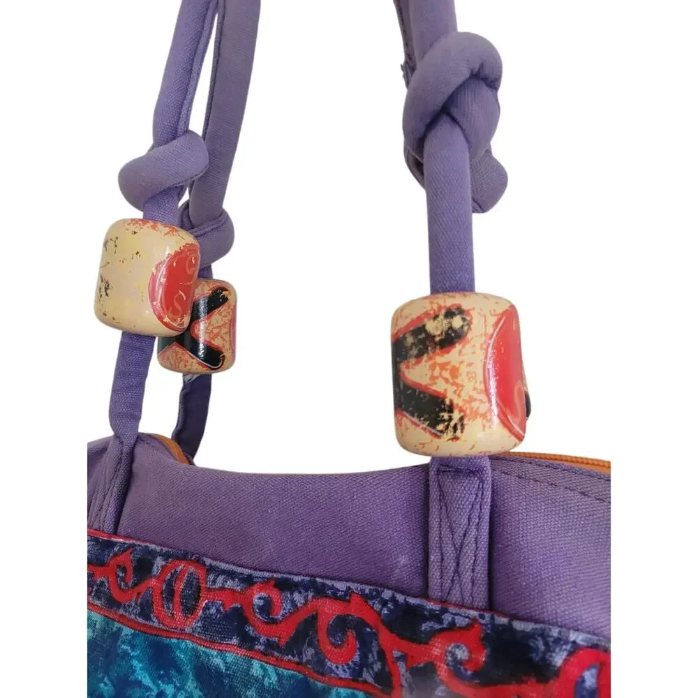 Vintage 1990s Sun n' Sand Canvas Tropical Duffle Bag - Picture 3 of 6